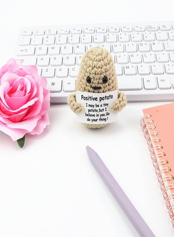 Kinteshun Knitted Emotional Support Plush Positive Doll Toy with Motivational Card Desk or Car Accessories for Friends Birthday Party Decorations (Positive Potato) - Image 4