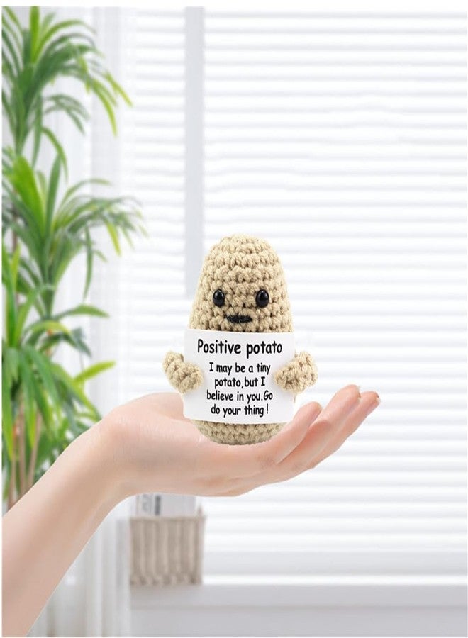 Kinteshun Knitted Emotional Support Plush Positive Doll Toy with Motivational Card Desk or Car Accessories for Friends Birthday Party Decorations (Positive Potato) - Image 3