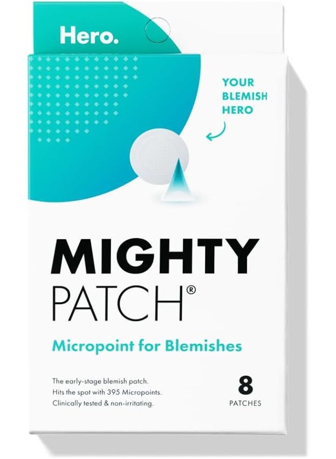 Mighty Patch Micropoint™ for Blemishes from Hero Cosmetics - Hydrocolloid Acne Spot Treatment for Early Stage Zits and Hidden Pimples, 395 Proprietary Micropoints (8 es) - Image 1