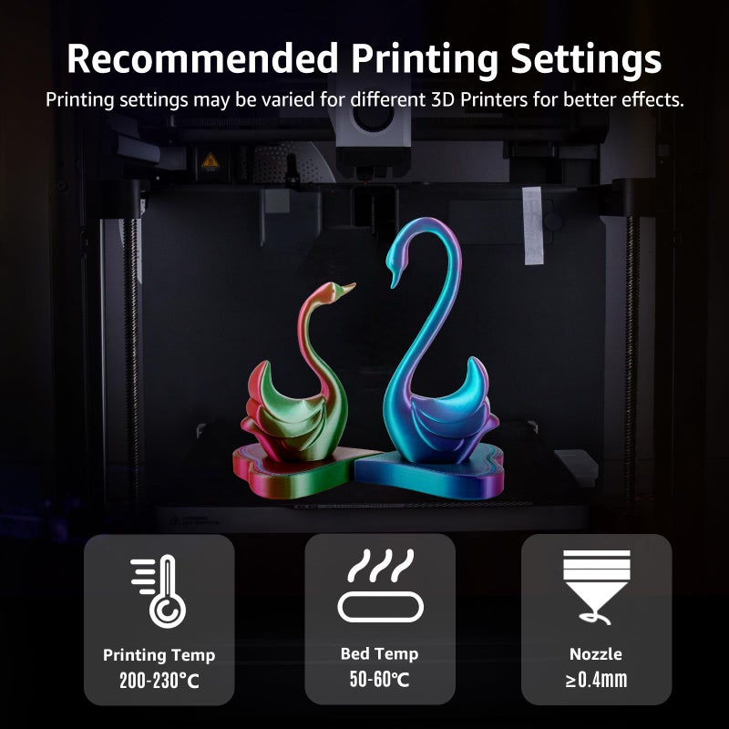 dikale Silk Triple Color PLA+ 3D Printer Filament 1.75mm, No Tangle Shiny Filament Net Weight 250g Spool (0.55lbs), 3-in-1 Silk PLA Pro Plus, Rose Red+Sky Blue+Green - Image 4