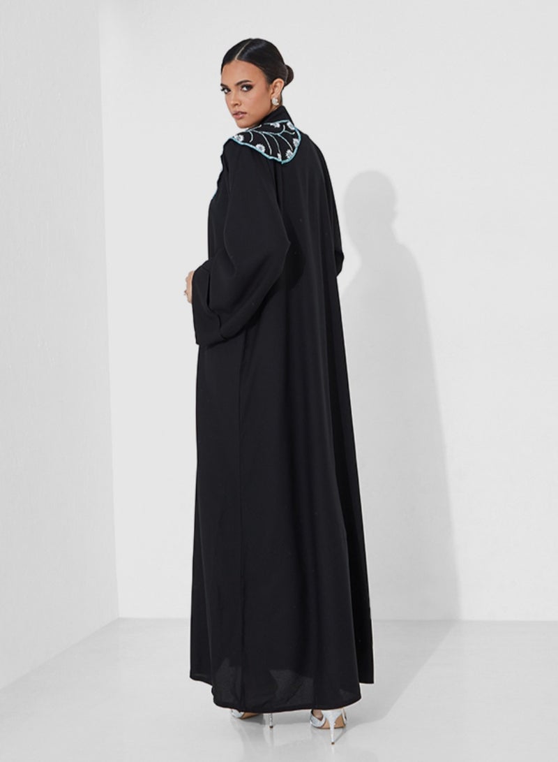 روزيت عباية عباية أنيقة مطرزة بأحجار زرقاء وأكمام واسعة - Image 4