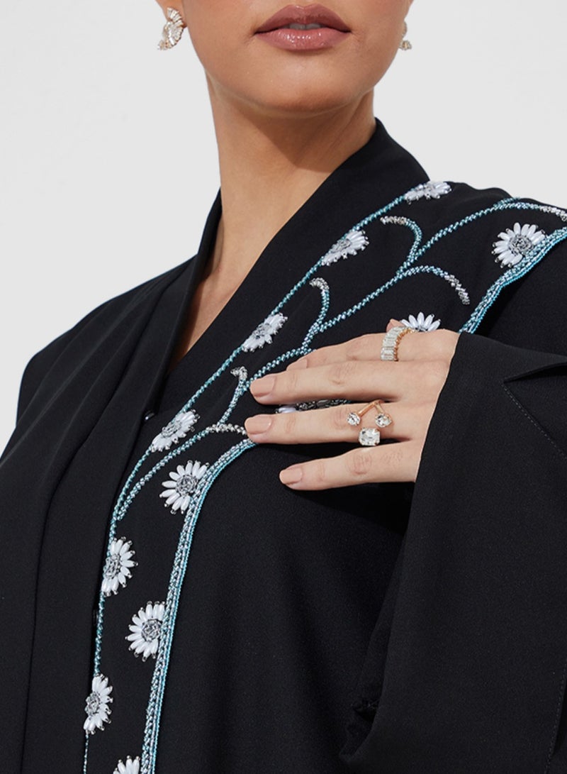 روزيت عباية عباية أنيقة مطرزة بأحجار زرقاء وأكمام واسعة - Image 2