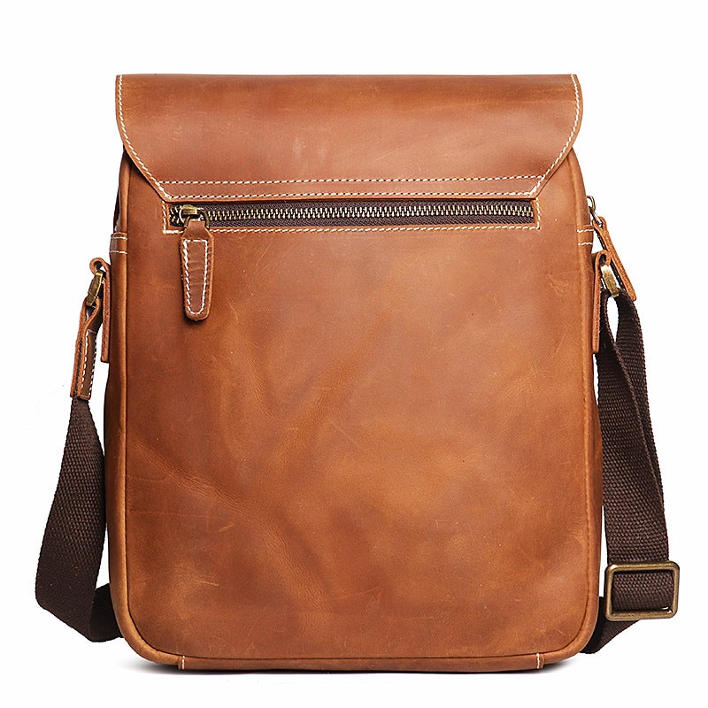 New Men'S Handmade Leather Shoulder Bag Women'S Crazy Horse Leather Messenger Bag Retro Fashion Cowhide Ipad Bag - Image 3