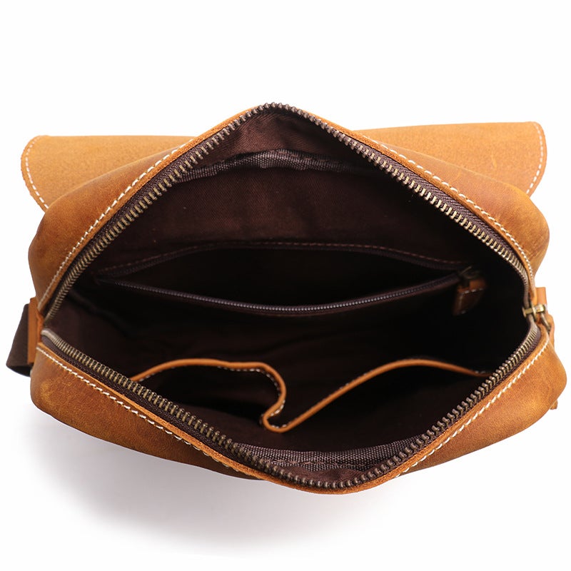 New Men'S Handmade Leather Shoulder Bag Women'S Crazy Horse Leather Messenger Bag Retro Fashion Cowhide Ipad Bag - Image 4