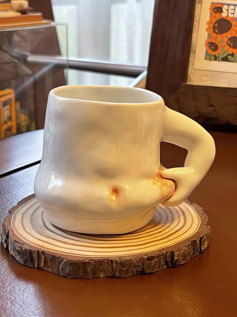 hesim Hand-Crafted Ceramic 14OZ Fat Belly Mug | Coffee Mug With Arm Handle | Fat Mug | Potbelly Coffee Mug | Father's Day Gift - Image 1