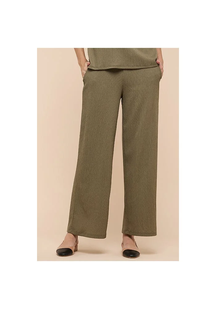 R&b Textured Wide Leg Pants with Drawstring Waist