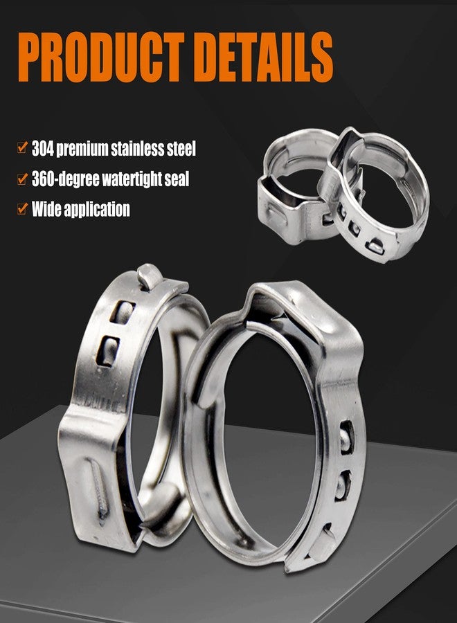 ISPINNER مشابك PEX، 50 قطعة من حلقات PEX Cinch Crimp المصنوعة من الفولاذ المقاوم للصدأ 304 مقاس 3/8 بوصة، مشابك ضغط لوصلات أنابيب PEX (3/8 بوصة) - Image 2