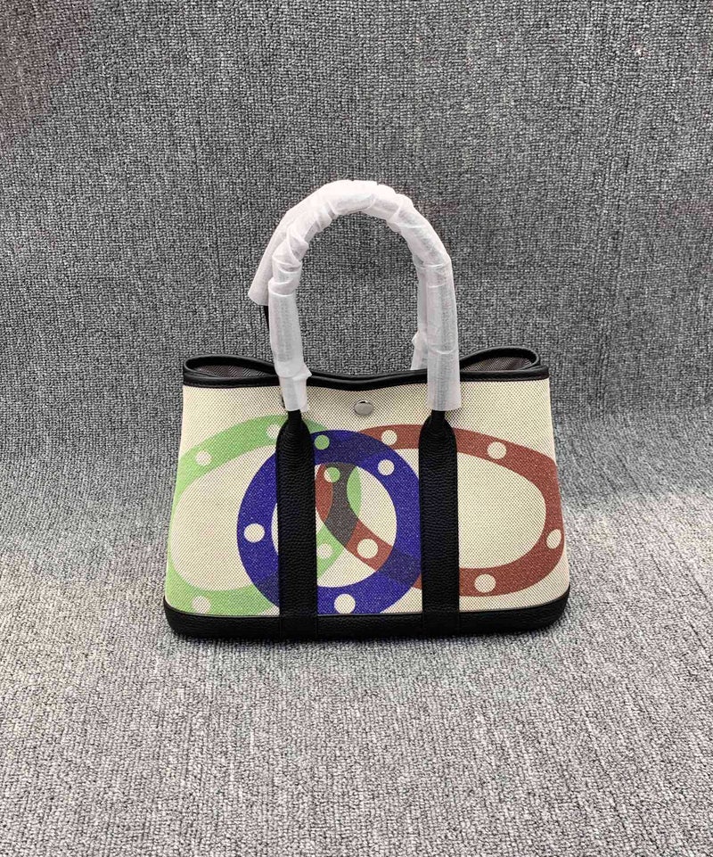 Graffiti Garden Bag Imported Linen Top Layer Cowhide Painted Women'S Bag Handbag Shoulder Crossbody Bag - Image 1