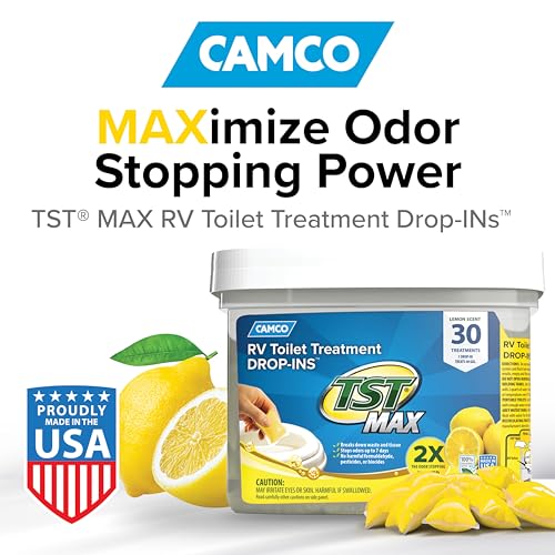 Camco TST MAX RV Toilet Treatment DropINs  Control Unwanted Odors  Break Down Waste and Tissue  Safe Septic Tank Treatment  Lemon Scent  30Count 41577 - Image 4
