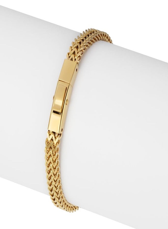 Geoffrey Beene Men's Stainless Steel Two Strand Franco Chain Bracelet, Box Clasp (Gold, 8" Inches Length) - Image 5