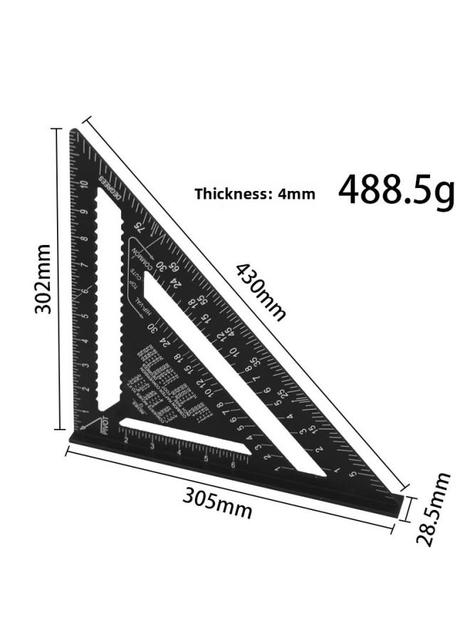 Generic - Yun Bei Carpenter Metric/Imperial Triangular Ruler Aluminum Alloy Carpenter Straight Ruler 7inch/Metric 90 Degree Ruler-Model:A1271-300mm Combination Square Yellow Plug-in Card 387g - Image 1