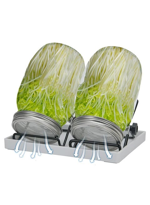 Sprouting Jar Kit 2Pcs Large Wide Mouth Mason Jars With Screen Sprout Lid,Sprouting Jar Stand,Tray,Blackout Sleeves,-Seed Sprouting Kit For Growing Mung beans,Broccoli And So On