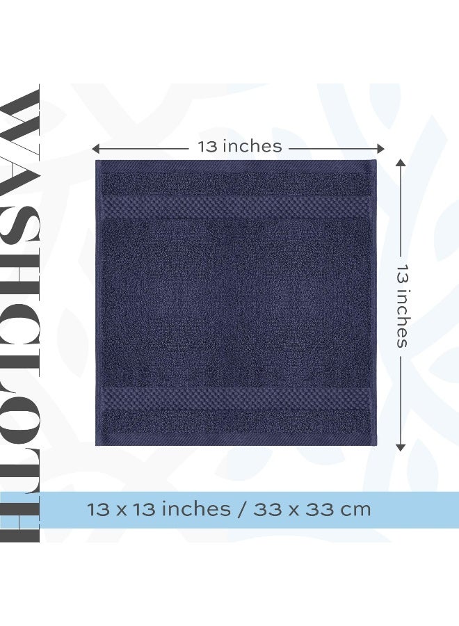 White Classic White Classic Luxury Cotton Washcloths  Hotel Spa Bathroom Face Towel  12 Pack  Navy Blue  - Image 2