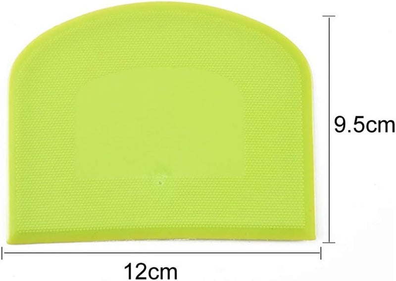 lasenersm 2 Pieces Dough Scraper Bowl Food-safe Plastic Dough Cutter Flexible Bench Multipurpose Food Scrappers for Bread Dough Cake Fondant Icing, White, Green - Image 3