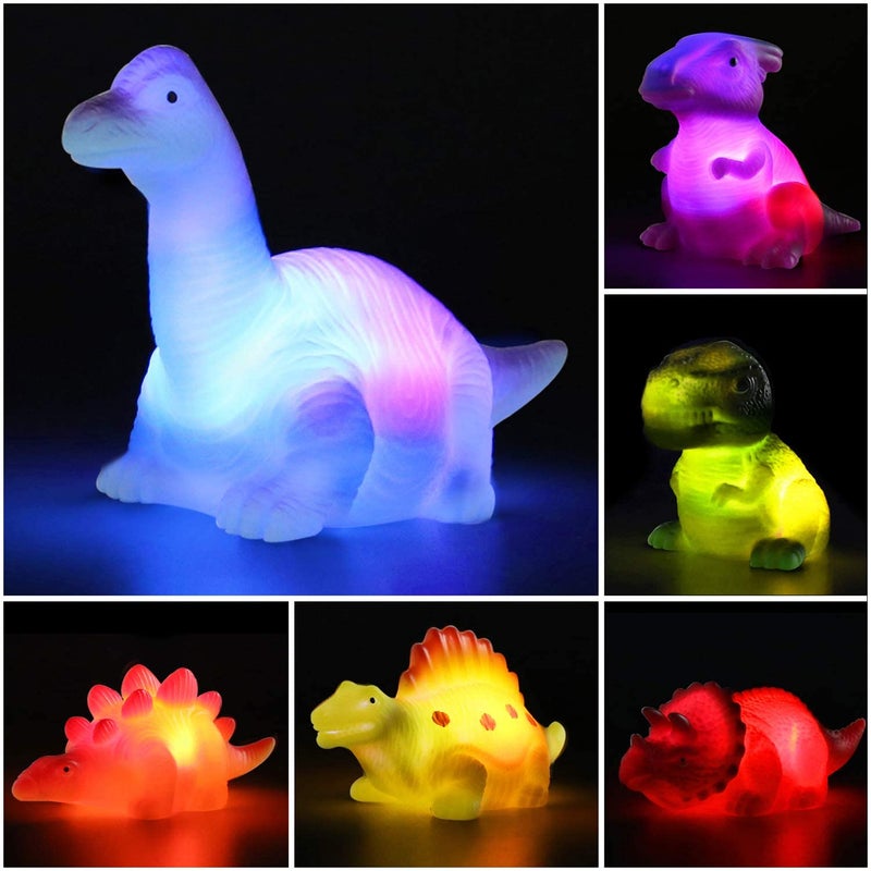 MAPIXO 6 Packs Light-Up Floating Dinosaur Bath Toys Set, for Baby Toddler Nephew in Birthday Christmas Easter , Great Water Bathtub Shower Pool Bath Toy for Children Preschool - Image 2