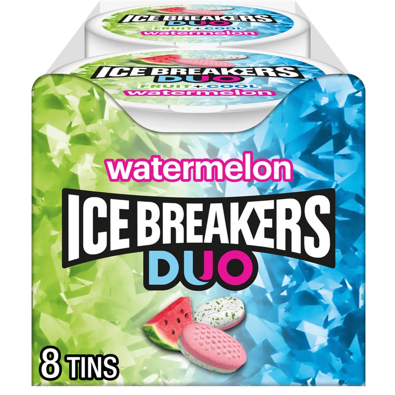 Ice Breakers Duo Fruit Plus Cool Watermelon Sugar Free Mints Tins 13 oz 8 Count - Image 3