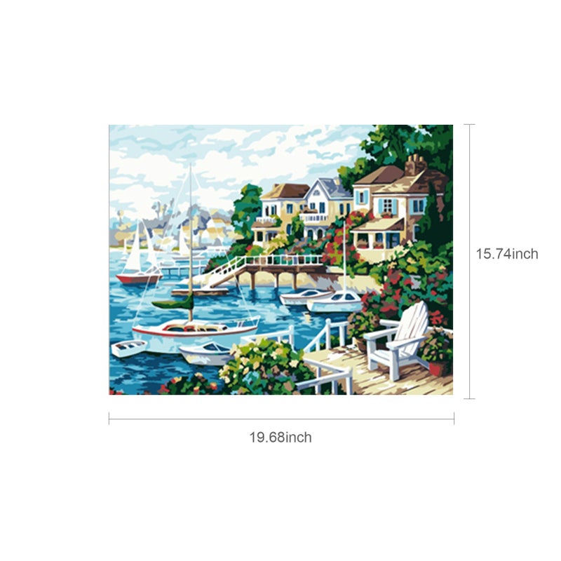 16 × 20 بوصة، مجموعة رسم قنوات للزيت على قماش بالرقم، بناءً على نمط منزل خرافي، للأشخاص البالغين والأطفال والبتدئين، حرفة، تزيين جدار المنزل، هدية، بدون إطار - Image 3