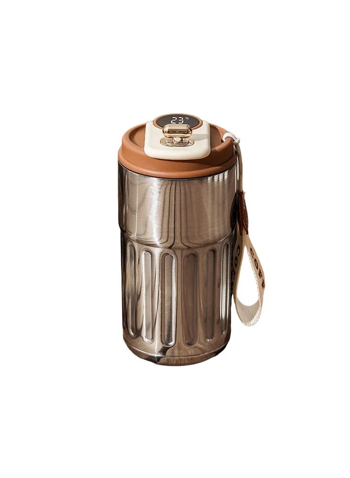 AROAQ Coffee Cup With Temperature Display, Portable Led Temperature Display Cup Water Bottle, Large Capacity Stainless Steel Insulated Water Cup, Durable Thermal Coffee Mug For Home Travel Sport, (Silver) - Image 1