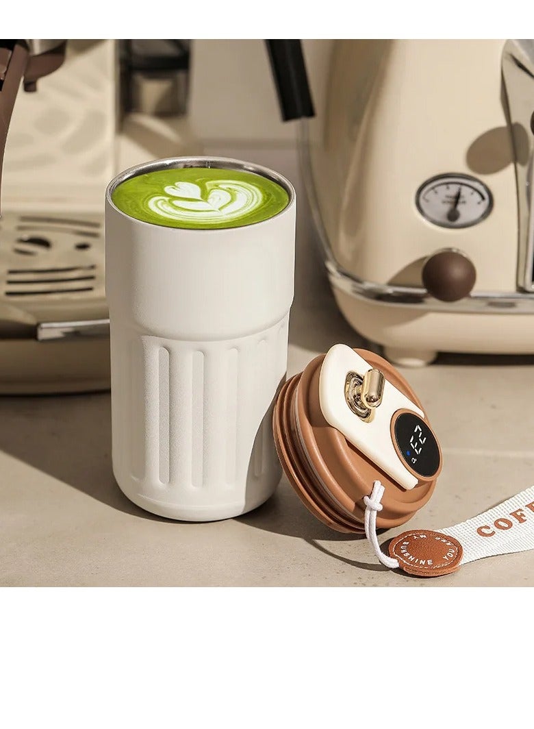 AROAQ Coffee Cup With Temperature Display, Portable Led Temperature Display Cup Water Bottle, Large Capacity Stainless Steel Insulated Water Cup, Durable Thermal Coffee Mug For Home Travel Sport, (Silver) - Image 4