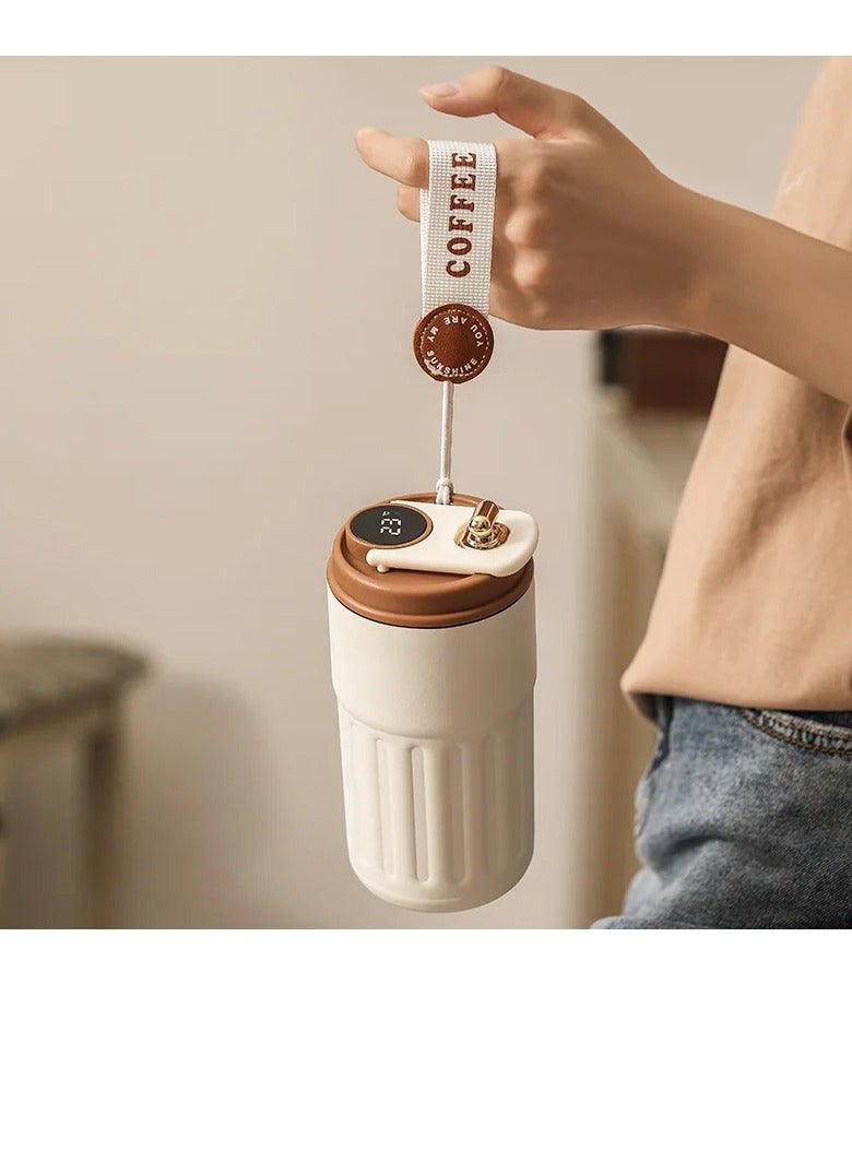 AROAQ Coffee Cup With Temperature Display, Portable Led Temperature Display Cup Water Bottle, Large Capacity Stainless Steel Insulated Water Cup, Durable Thermal Coffee Mug For Home Travel Sport, (Silver) - Image 2