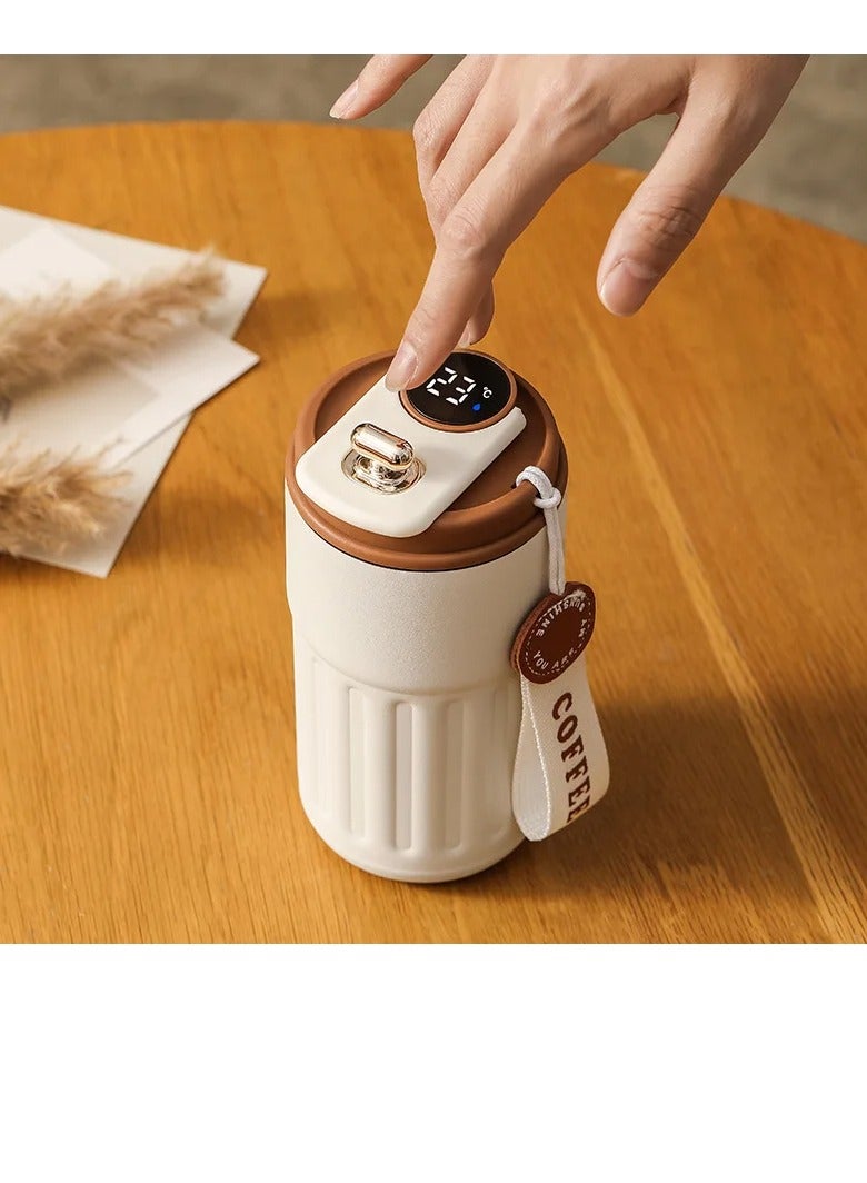 AROAQ Coffee Cup With Temperature Display, Portable Led Temperature Display Cup Water Bottle, Large Capacity Stainless Steel Insulated Water Cup, Durable Thermal Coffee Mug For Home Travel Sport, (Silver) - Image 3