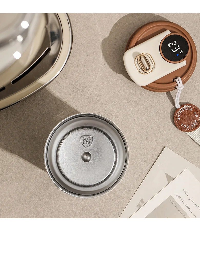 AROAQ Coffee Cup With Temperature Display, Portable Led Temperature Display Cup Water Bottle, Large Capacity Stainless Steel Insulated Water Cup, Durable Thermal Coffee Mug For Home Travel Sport, (Silver) - Image 5