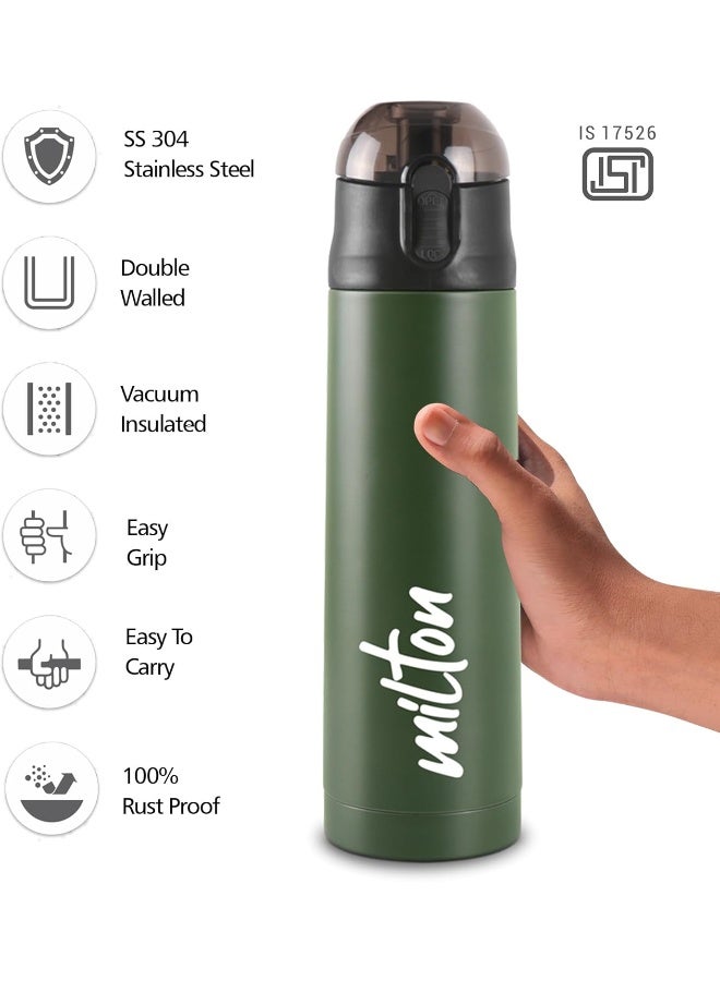 Milton 750ml Stainless Steel Water Bottle – Vacuum Insulated Flask Keeps Drinks Hot or Cold for 24 Hours, Leakproof Metal Flask for Travel, Office, Gym & Home – Crown 900, Green - Image 3