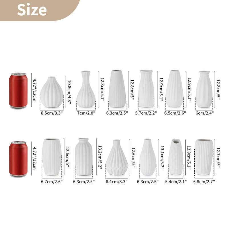 NUPTIO White Ceramic Vase for Table Decor: NUPTIO Small Bud Vases for Flowers - Set of 12 Centerpiece Table Decorations for Wedding Dining Room Christmas Home - Image 4