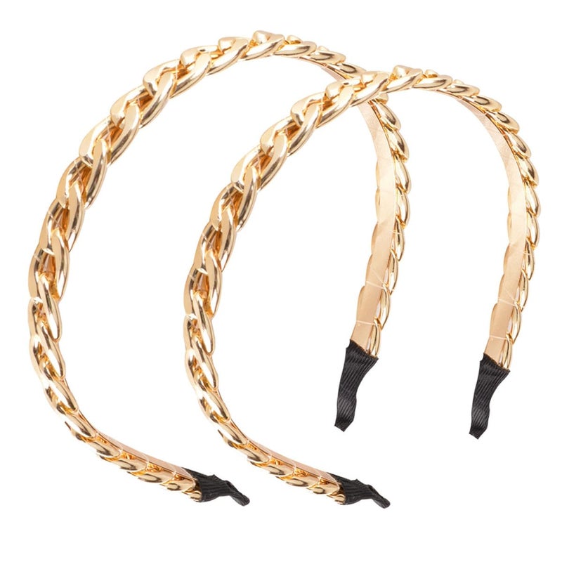 Vintage Braided Metal Chain Hairbands Set of 2 Large and Small Bridal Hair Accessories - Image 2