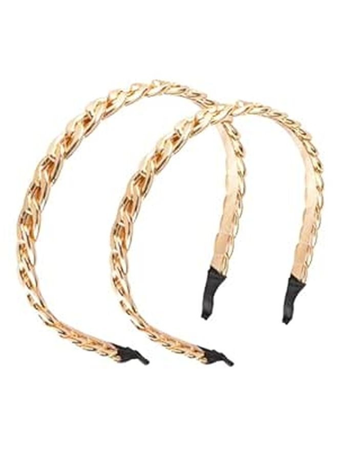 Vintage Braided Metal Chain Hairbands Set of 2 Large and Small Bridal Hair Accessories - Image 1