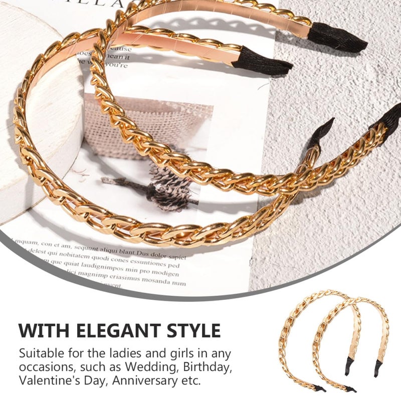 Vintage Braided Metal Chain Hairbands Set of 2 Large and Small Bridal Hair Accessories - Image 5