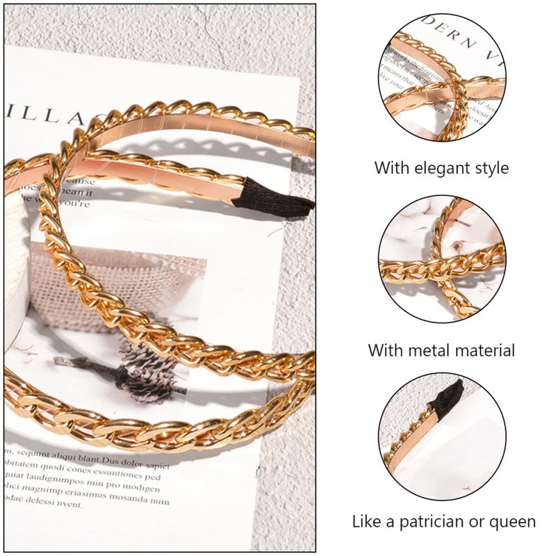 Vintage Braided Metal Chain Hairbands Set of 2 Large and Small Bridal Hair Accessories - Image 4