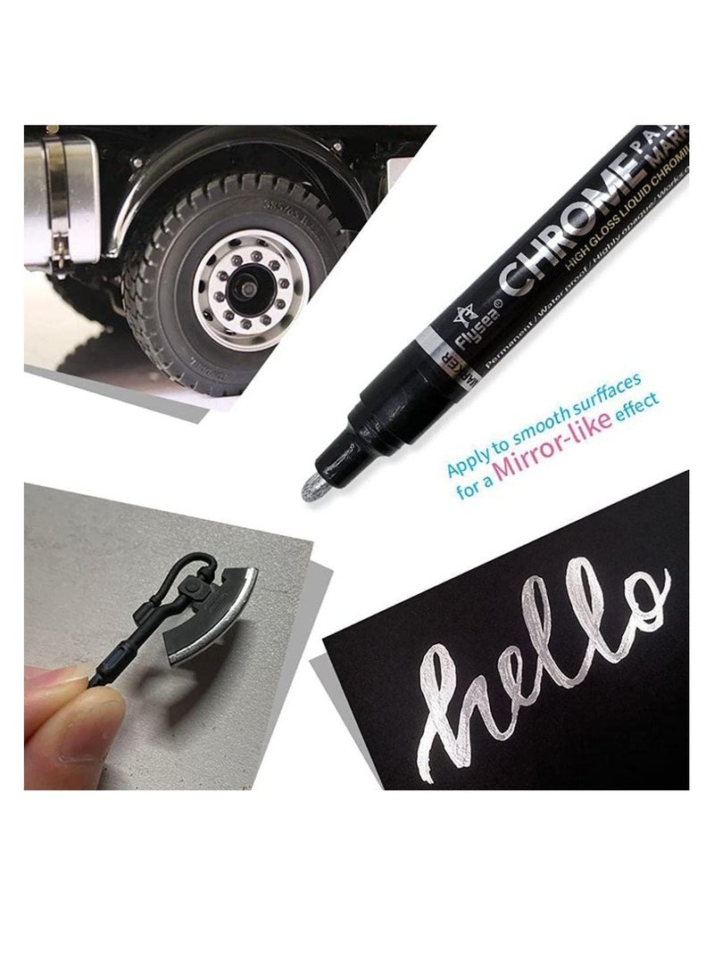 Generic Chrome Marker Pen For Any Surface, Chrome Paint Pen For Repairing, Permanent Reflective Liquid, Car Chrome Repaire Touch Up, Model Painting, Marking Or DIY Art Projects - Image 2