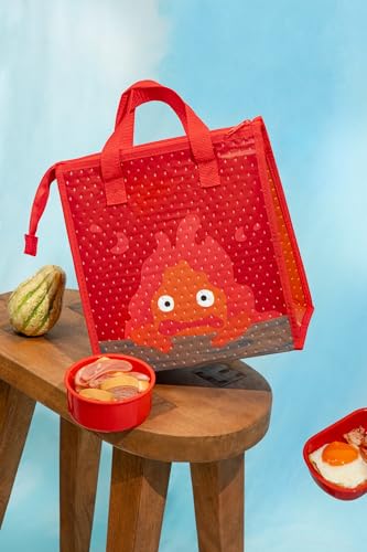 Skater Studio Ghibli Howls Moving Castle Thermal Insulated Lunch Bag with Zip Closure Calcifer - Image 3