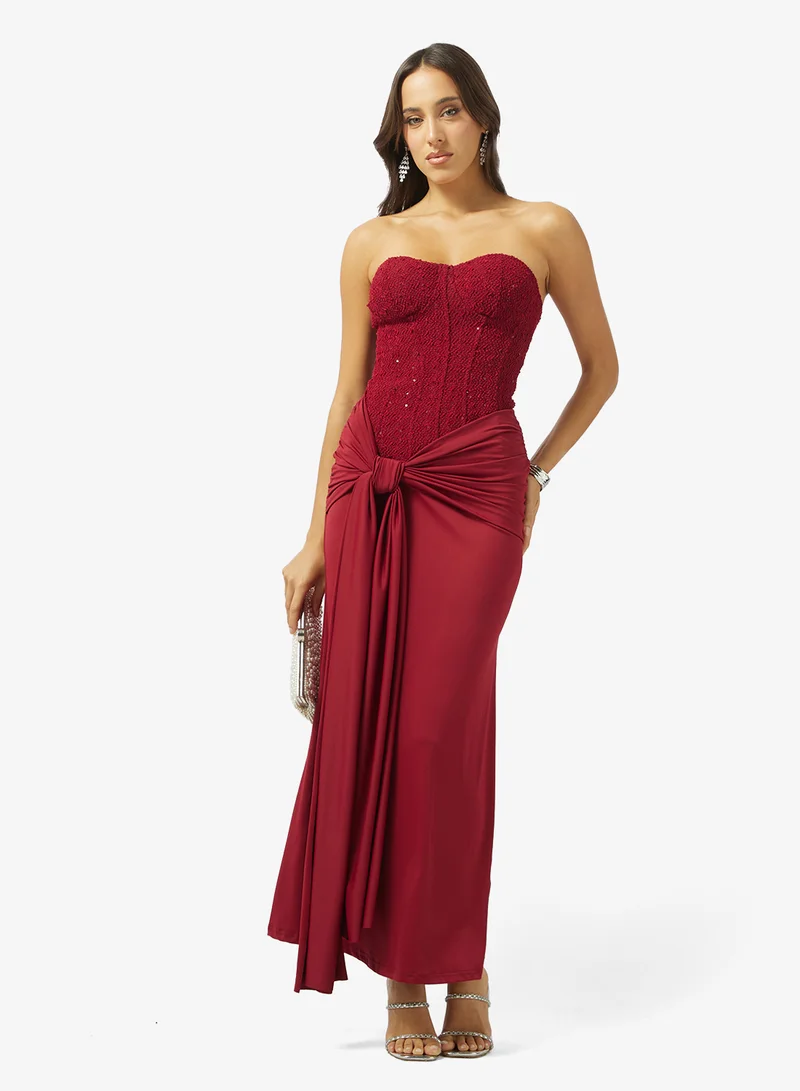 Ginger  Corset Bodice Lace Detail Draped Dress for Women | Best Price UAE