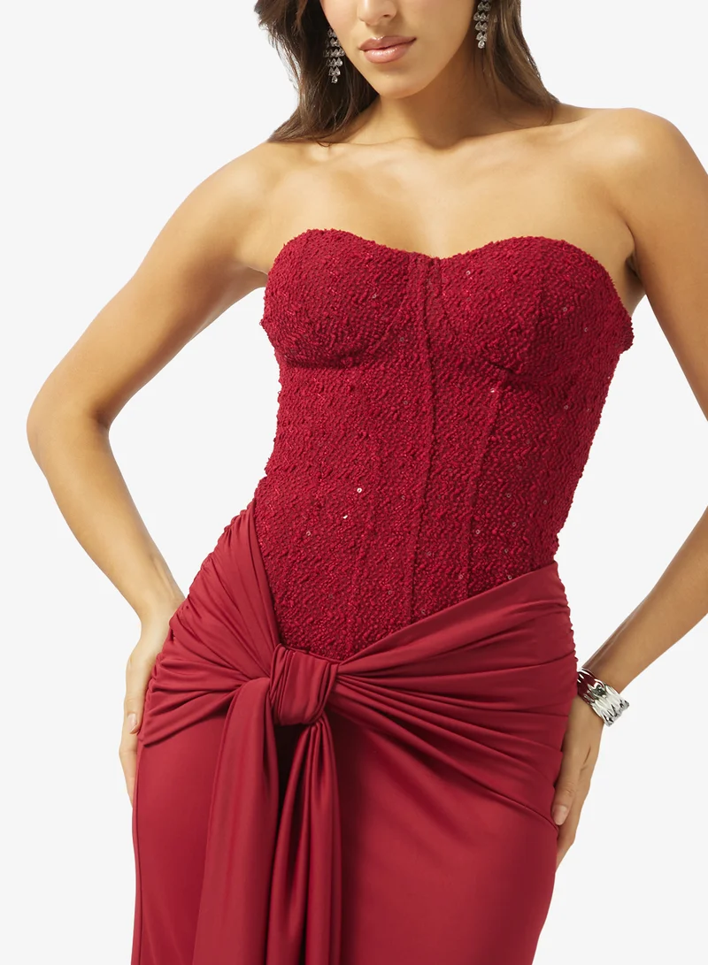 Ginger  Corset Bodice Lace Detail Draped Dress for Women | Best Price UAE