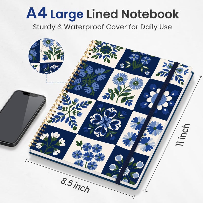 Taja Large Spiral Lined Journal for Women, 8.5" x 11" Notebooks for Work Collge Ruled, A4 Aesthetic Cute Journaling Notebooks for Writing, Plastic Cover, Petal Array - Image 5