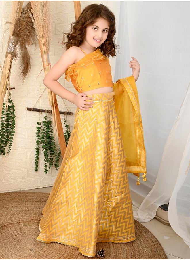 LILPICKS One Shoulder Choli with Printed Lehenga Set  - Image 4