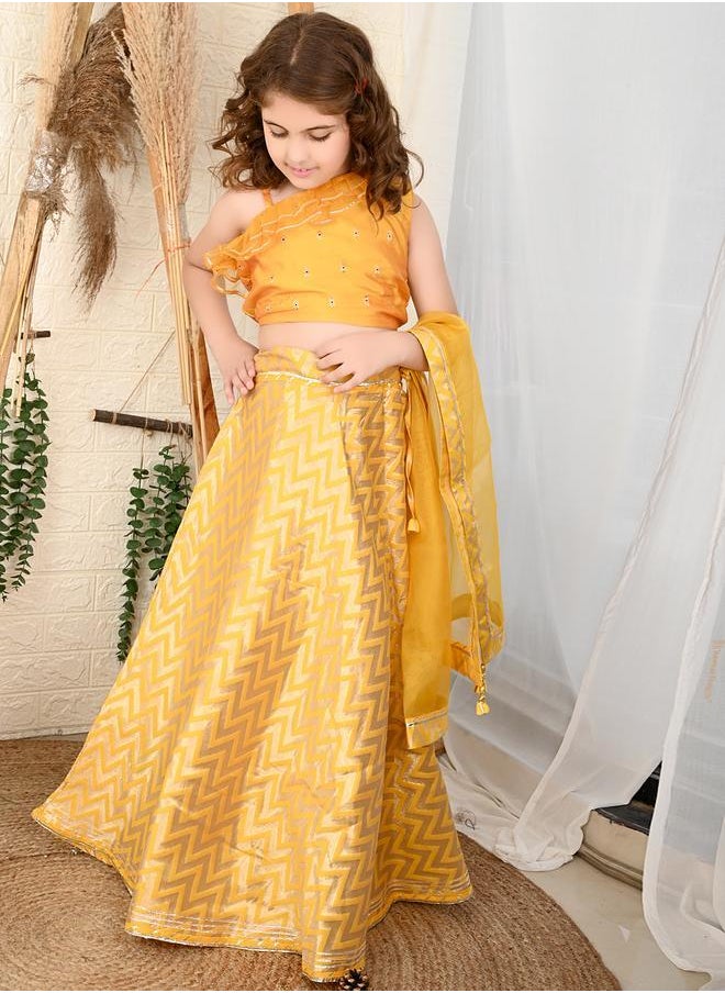 LILPICKS One Shoulder Choli with Printed Lehenga Set  - Image 1