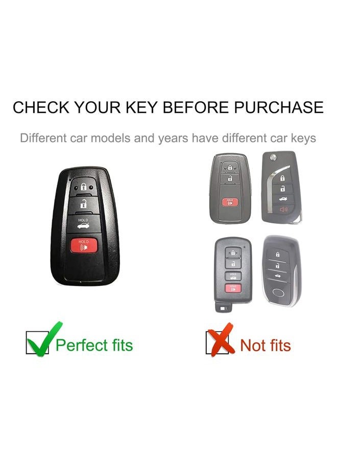 CACARLIKE for Toyota Key Fob Cover with Leather Lanyard, Car Key Fob Case Compatible with 2018-2022 Camry RAV4 Highlander Avalon C-HR Prius Corolla GT86 Smart Key Protector Holder - Image 2