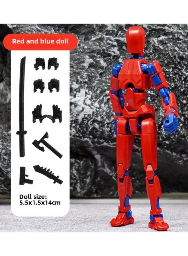 3rd Lucky DIY Doll 3D Printed Toy 13 Joints Movable Full Body Activity Stress Relief Toy Plastic Material From Guangdong-Color:Pocket-Red Blue Arthroid  - Image 1