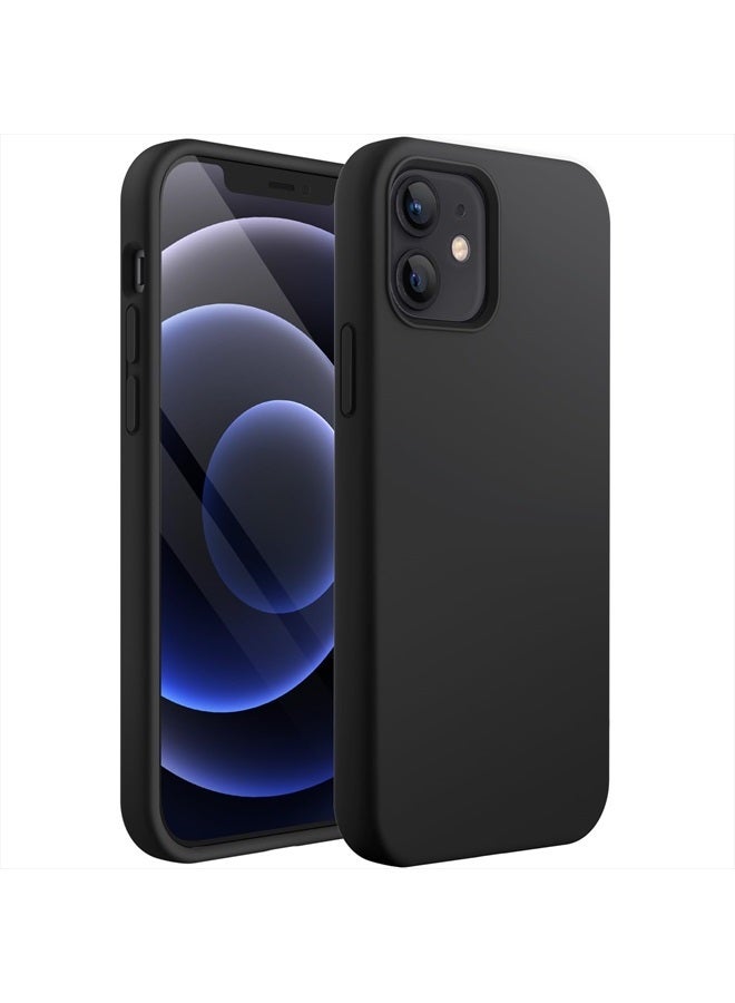 Jetech Silicone Case for iPhone 12/12 Pro 6.1-Inch, Silky-Soft Touch Full-Body Protective Phone Case, Shockproof Cover with Microfiber Lining (Black) - Image 1