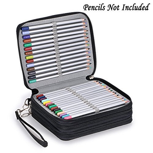 BTSKY Zippered Pencil Case-Canvas 72 Slots Handy Pencil Holders for for Prismacolor Watercolor Pencils, Crayola Colored Pencils, Marco Pencils (Black) - Image 2