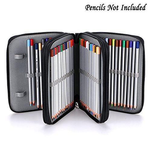 BTSKY Zippered Pencil Case-Canvas 72 Slots Handy Pencil Holders for for Prismacolor Watercolor Pencils, Crayola Colored Pencils, Marco Pencils (Black) - Image 4