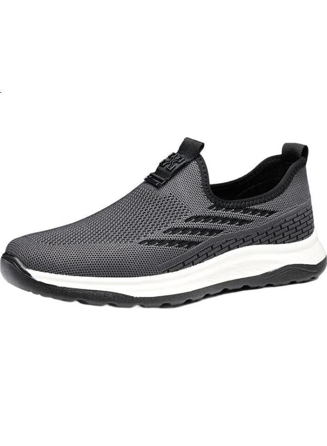 Laorentou Men'S New Flying Woven Casual Shoes Breathable Mesh Middle-Aged Dad Shoes Old Beijing Cloth Shoes La150 Grey 38 - Image 3