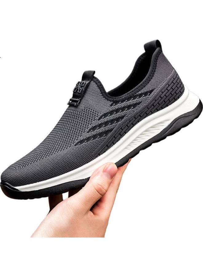 Laorentou Men'S New Flying Woven Casual Shoes Breathable Mesh Middle-Aged Dad Shoes Old Beijing Cloth Shoes La150 Grey 38 - Image 1
