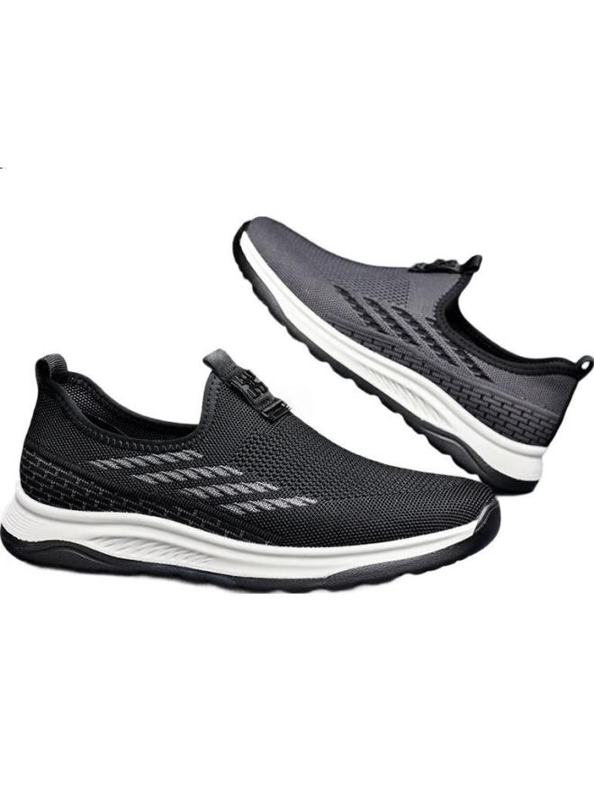 Laorentou Men'S New Flying Woven Casual Shoes Breathable Mesh Middle-Aged Dad Shoes Old Beijing Cloth Shoes La150 Grey 38 - Image 2