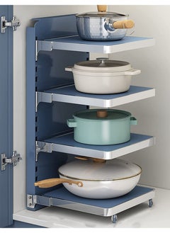 LIMOS Pot and Pan Organizer Rack for under Cabinet Adjustable Heavy Duty Metal 4 Tier  - Image 1