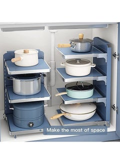 LIMOS Pot and Pan Organizer Rack for under Cabinet Adjustable Heavy Duty Metal 4 Tier  - Image 4