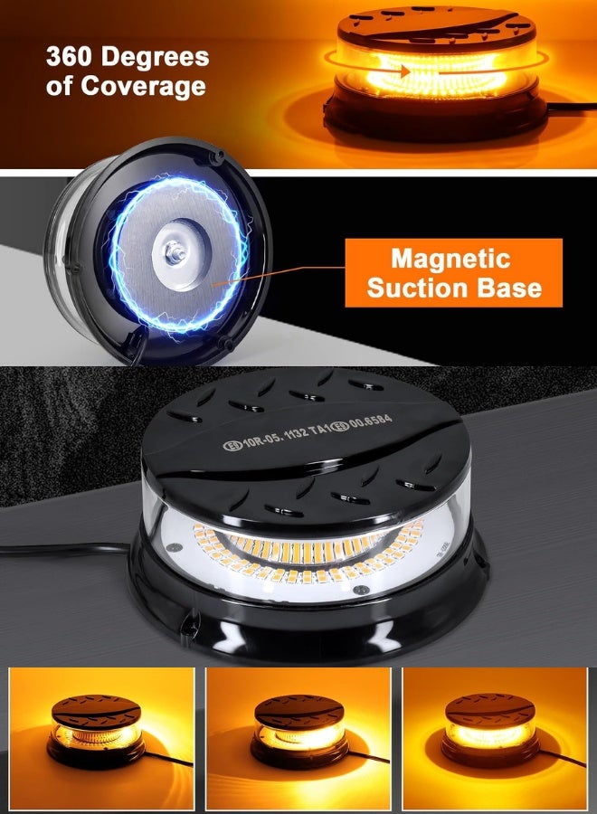 Chase Up Amber Strobe Beacon Light - 96 LED Magnetic Flashing Warning Light with 30 Modes for Trucks,Trailer,Snowplows, Tow Tractors,Emergency Vehicles,12-24V - Image 4
